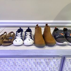 Four pairs toddler boy shoes size 9